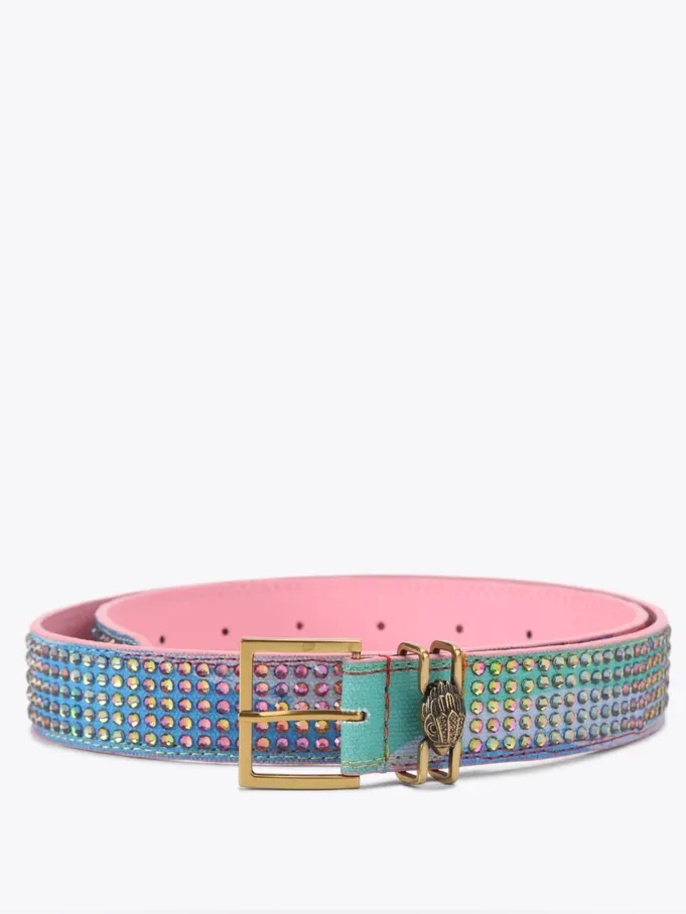 Kurt Geiger Shoreditch Belt - Swirl Rainbow Rhinestone Covered - S/M